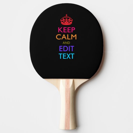 De gepersonaliseerde KEEP CALM en geeft Multicolor Tafeltennisbatje (Voorkant)
