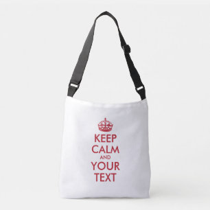 De gepersonaliseerde KEEP CALM en JOUW TEKST -2 zi Crossbody Tas