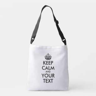 De gepersonaliseerde KEEP CALM en JOUW TEKST -2 zi Crossbody Tas