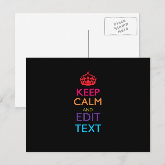 De gepersonaliseerde KEEP CALM heeft Jouw tekst Mu Briefkaart (Voorkant / Achterkant)