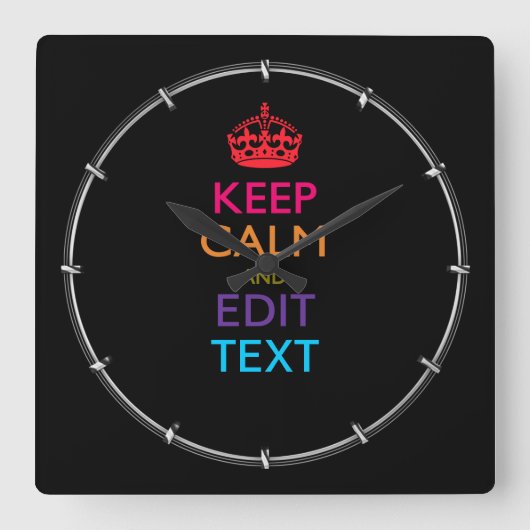 De gepersonaliseerde KEEP CALM heeft Jouw tekst Mu Vierkante Klok (Voorkant)