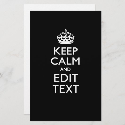 De gepersonaliseerde KEEP CALM heeft Jouw tekst op Briefpapier (Voorkant / Achterkant)