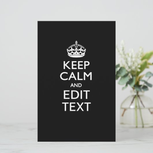 De gepersonaliseerde KEEP CALM heeft Jouw tekst op Briefpapier (Staand voorkant)