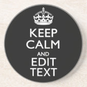 De gepersonaliseerde KEEP CALM heeft Jouw tekst op Zandsteen Onderzetter (Voorkant)