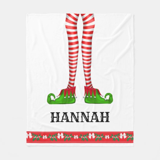De gepersonaliseerde kerstdeken van Elf Leg Child Fleece Deken (Voorkant)
