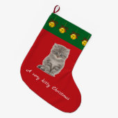 De gepersonaliseerde kerstkous van uw kat grote kerstsok (Voorkant (Hangend))