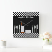 De gepersonaliseerde Keukenkeukenklok van het Keuk Vierkante Klok (Huis)