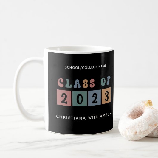 De gepersonaliseerde Klasse van de Retro van het A Koffiemok (Met donut)