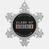 De gepersonaliseerde Klasse van de Retro van het A Tin Sneeuwvlok Ornament (Voorkant)