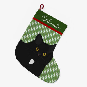 De gepersonaliseerde Lange Zwarte Kat van de Ogen Grote Kerstsok