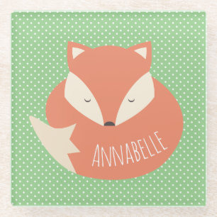 De gepersonaliseerde Leuke Vos van de Slaap Glazen Onderzetter