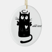 De gepersonaliseerde Leuke Zwarte Kat van de Engel Keramisch Ornament (Rechts)