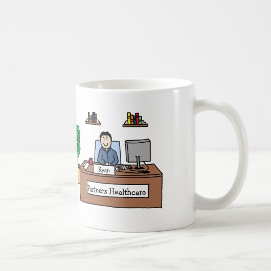 De gepersonaliseerde mok van de cartoon met bedrij (Rechts)