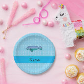 De gepersonaliseerde naam beheert blauwe bellen papieren bordje (Feest)