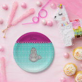 De gepersonaliseerde naam beheert turquoise bubble papieren bordje (Feest)