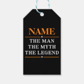 De gepersonaliseerde naam van het Man de mythe de  Cadeaulabel (Voorkant)