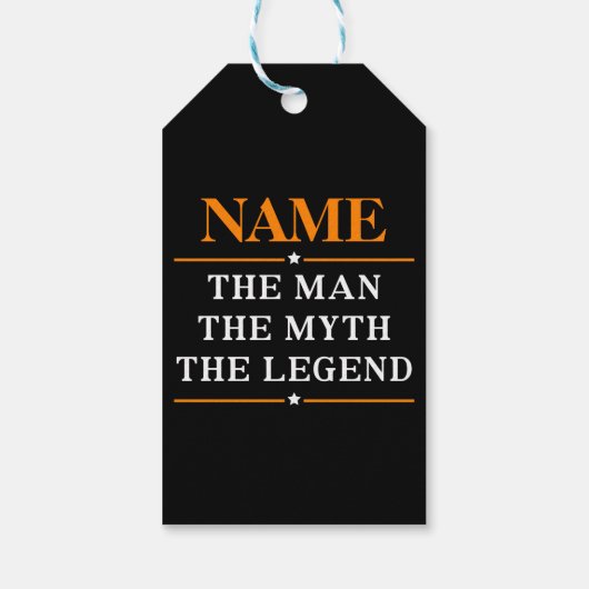 De gepersonaliseerde naam van het Man de mythe de  Cadeaulabel (Achterkant)