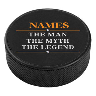 De gepersonaliseerde naam van het Man de mythe de  Hockey Puck