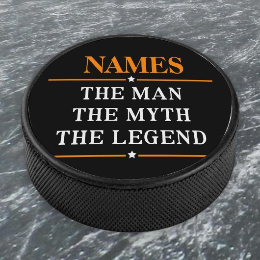 De gepersonaliseerde naam van het Man de mythe de  Hockey Puck