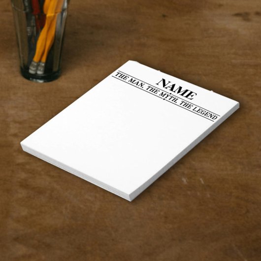 De gepersonaliseerde naam van het Man de mythe de  Notitieblok