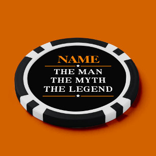 De gepersonaliseerde naam van het Man de mythe de  Pokerchips
