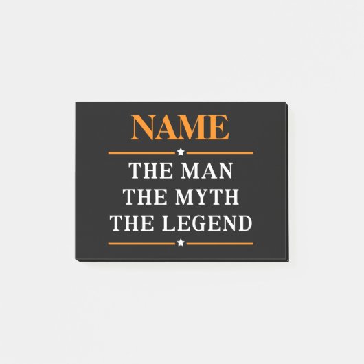 De gepersonaliseerde naam van het Man de mythe de  Post-it® Notes (Voorkant)