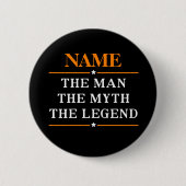 De gepersonaliseerde naam van het Man de mythe de  Ronde Button 5,7 Cm (Voorkant)