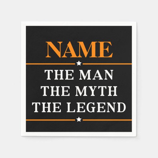 De gepersonaliseerde naam van het Man de mythe de  Servetten (Voorkant)