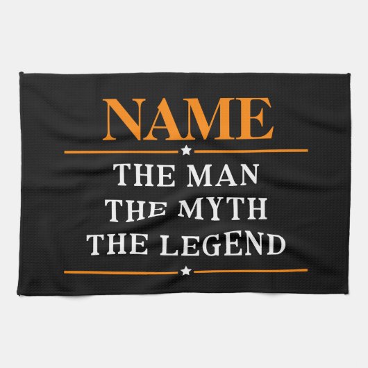 De gepersonaliseerde naam van het Man de mythe de  Theedoek (Horizontaal)