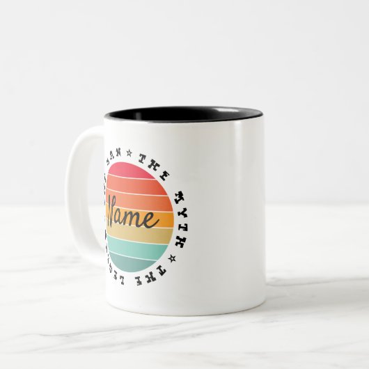 De gepersonaliseerde naam van het Man de mythe de Tweekleurige Koffiemok (Voorkant links)