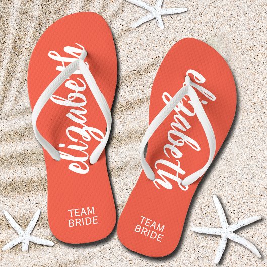 De gepersonaliseerde Perzik van de Bride van het T Teenslippers
