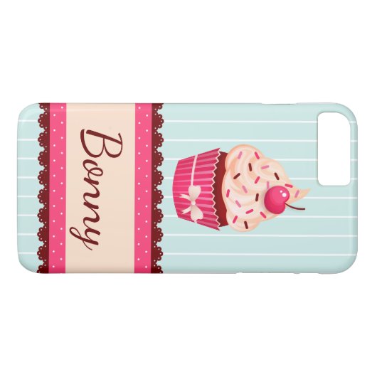 De gepersonaliseerde Roze Blauwe Achtergrond van Case-Mate iPhone Case (Achterkant (Horizontaal))