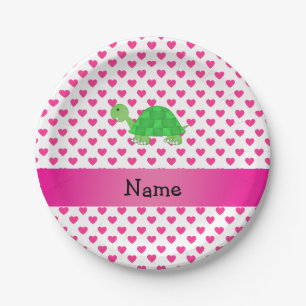 De gepersonaliseerde roze harten van de naam leuke papieren bordje