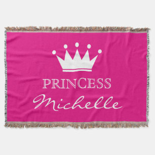 De gepersonaliseerde roze prinseskroon werpt deken