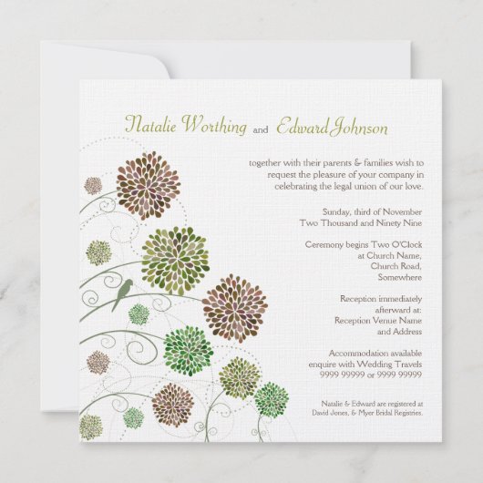 De Gepersonaliseerde Uitnodiging van de Dahlia van (Achterkant)