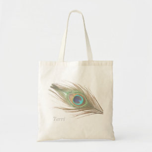 De gepersonaliseerde Veer van de Pauw Tote Bag