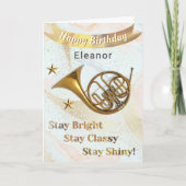 De gepersonaliseerde verjaardag van de Franse hoor Kaart (Voorkant)