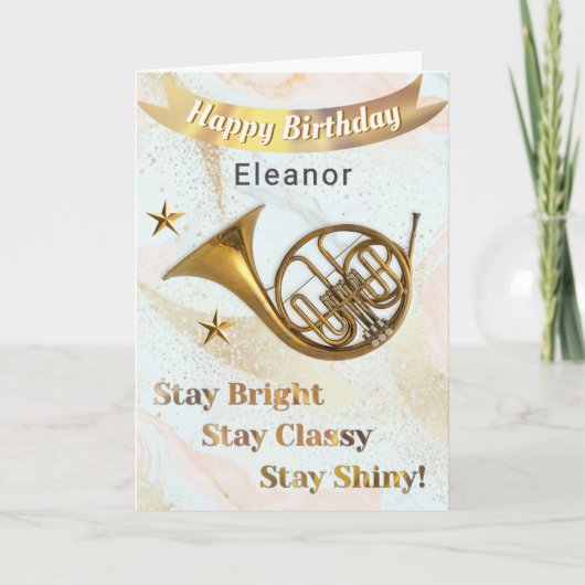 De gepersonaliseerde verjaardag van de Franse hoor Kaart (Voorkant)