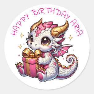 De gepersonaliseerde verjaardag van Pink and Gold  Ronde Sticker
