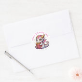 De gepersonaliseerde verjaardag van Pink and Gold  Ronde Sticker (Envelop)