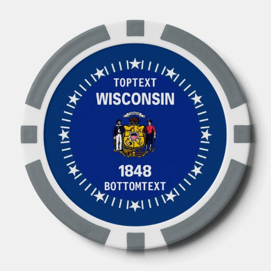 De gepersonaliseerde Vlag van de Staat van Wiscons Poker Chips (Voorkant)