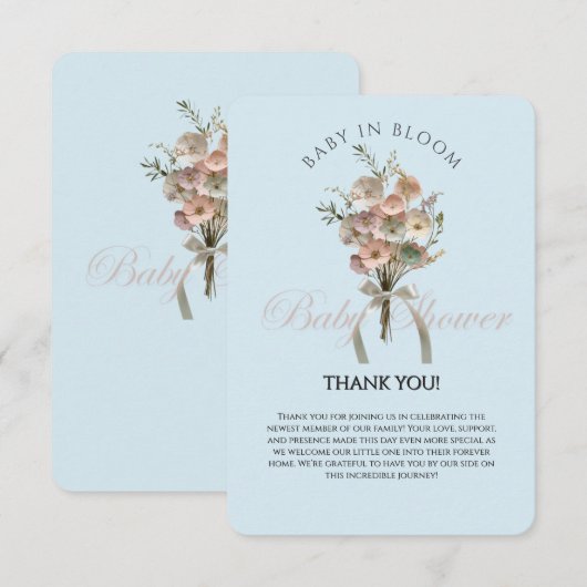 De geperste Wildflower Baby in Bloom Boho Baby sho Bedankkaart (Voorkant / Achterkant)