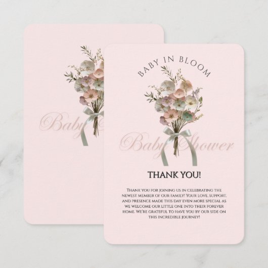 De geperste Wildflower Baby in Bloom Boho Baby sho Bedankkaart (Voorkant / Achterkant)