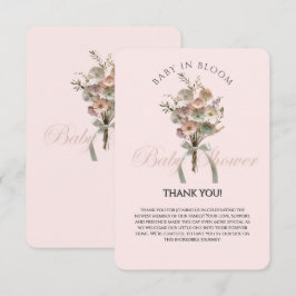 De geperste Wildflower Baby in Bloom Boho Baby sho Bedankkaart