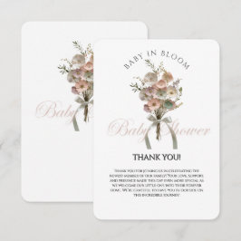 De geperste Wildflower Baby in Bloom Boho Baby sho Bedankkaart