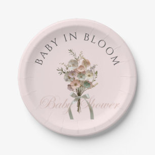 De geperste Wildflower Baby in Bloom Boho Baby sho Papieren Bordje