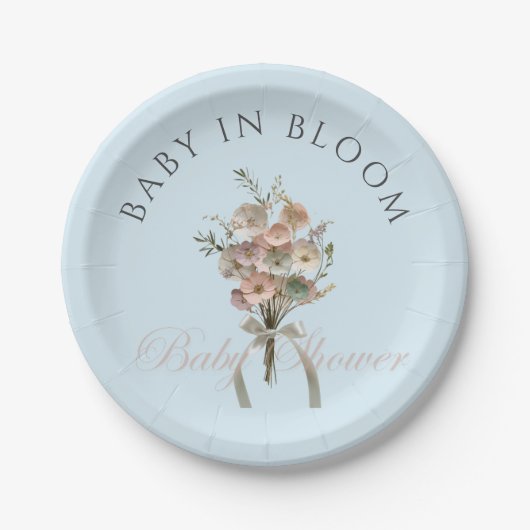 De geperste Wildflower Baby in Bloom Boho Baby sho Papieren Bordje (Voorkant)