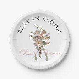 De geperste Wildflower Baby in Bloom Boho Baby sho Papieren Bordje