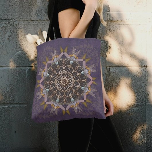 De gepilariseerde draad stropdas-in purpura refrac tote bag