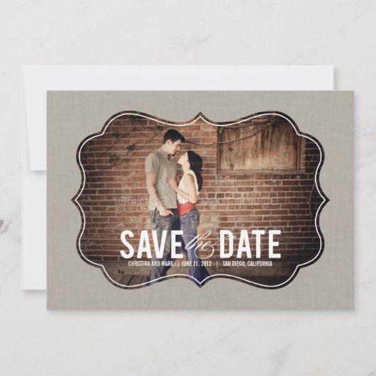De geraffineerde foto van de elegantie bewaart de  save the date (Voorkant)